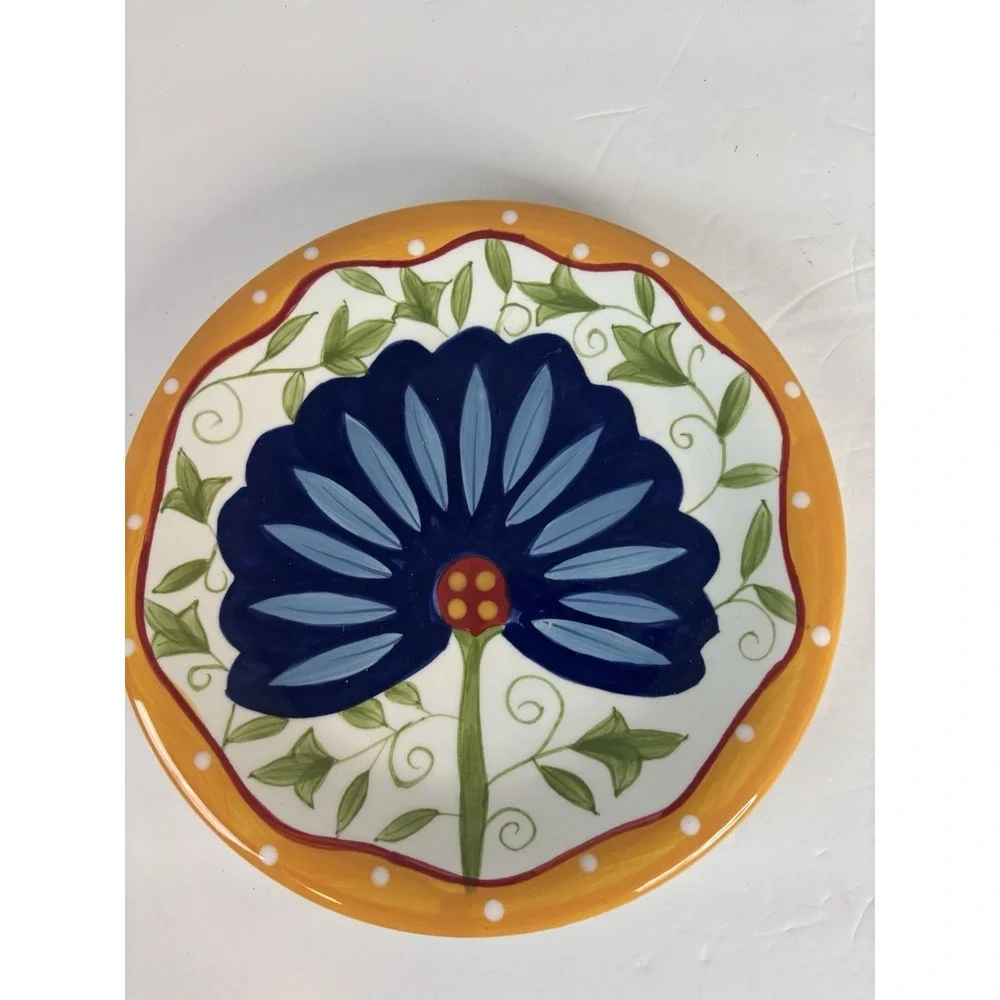 Pier 1 Imports Set Of 4 Floral Dessert Plates Earthenware